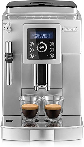 De'longhi - Cafetera Superautomática 15 Bares de Presión, Espresso y Cappuccino, Depósito de Agua Extraíble 1.8 l, Panel LCD, Dispensador de Café Ajustable, Limpieza Automática, ECAM 23.420.SB, Plata