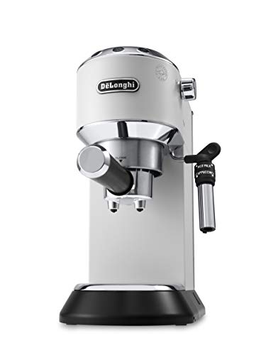 De'longhi Dedica - Cafetera de Bomba de Acero Inoxidable para Café Molido o Monodosis, Cafetera para Espresso y Cappuccino, Depósito de 1.3 Litros, Sistema Anti-goteo, EC685.W, Blanco