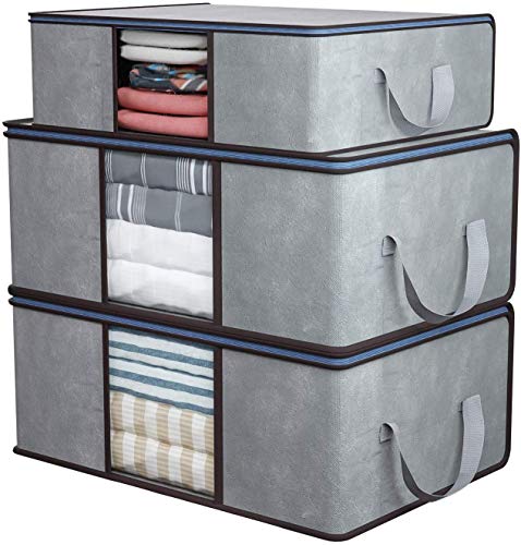 DIMJ Juego de 3 Bolsa de Almacenamiento de Ropa Gran Capacidad Bajo la Cama Organizador de Edredones con Ventana Transparente para Edredones Mantas Ropa (Gris) DIMJ Juego de 3 Bolsa de Almacenamiento de Ropa Gran Capacidad Bajo la Cama Organizador de Edredones con Ventana Transparente para Edredones Mantas Ropa (Gris)