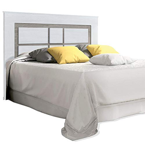 duehome HomeSouth - Cabezal para Cama de Matrimonio, cabecero Modelo Lara, Color Andersen Pino y Gris, Medidas: 160 cm (Ancho) x 119,3 cm (Alto) x 3,8 cm (Fondo)