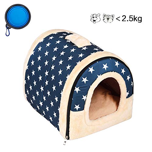 Enko 2 en 1 Cómodo Casa para Mascotas y Sofá, Interiores y Exteriores Portátil Plegable de Cama para Perro/Cama para Gato. Una Casa Caliente para su Mascota.(<3kg de Mascota)