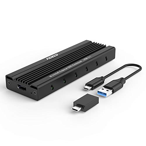 FIDECO M.2 NVME Carcaça Externa SSD, PCIe USB 3.1 Gen 2, 10 Gbps Adaptador, Caja Externa de SSD para M-Key & M+B Key NVME SSD 2230/2242/2260/2280