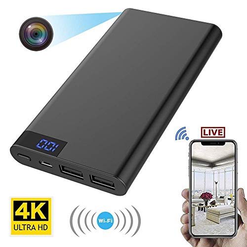 FiveSky - Cámara espía oculta WiFi Mini DV HD 4K, detección de movimiento de visión nocturna, RealTime Video 1200 megapíxeles, Power Bank 10000 mAh, cámara compacta portátil para el hogar FiveSky - Cámara espía oculta WiFi Mini DV HD 4K, detección de movimiento de visión nocturna, RealTime Video 1200 megapíxeles, Power Bank 10000 mAh, cámara compacta portátil para el hogar