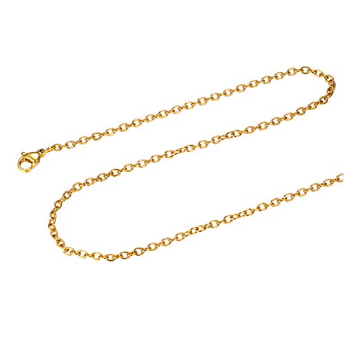 FOCALOOK Collar Fina de Cadena rolo 2mm Collar básica de Acero Inoxidable 46cm Chapado en Oro 18k Opcional Regalo para Mujer y Hombre con Caja FOCALOOK Collar Fina de Cadena rolo 2mm Collar básica de Acero Inoxidable 46cm Chapado en Oro 18k Opcional Regalo para Mujer y Hombre con Caja