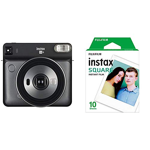 Fujifilm Instax SQ6 - Cámara analógica instantánea formato cuadrado + Pack de 10 fotografías, color blanco