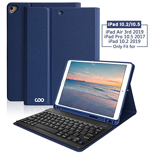 Funda Teclado iPad 10.2'' 2019 (7ª Generación), Funda para iPad Air 3 10.5" 2019 (3rd Gen)/iPad Pro 10.5'' 2017 con Teclado Español (Ñ) Bluetooth Desmontable- Cubierta Magnética con Ranura de Lápiz