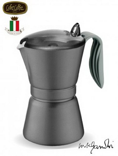 GAT Italy - Cafetera Italiana de 3 Tazas, Aluminio, Color Negro, 10 x 14 x 16 cm