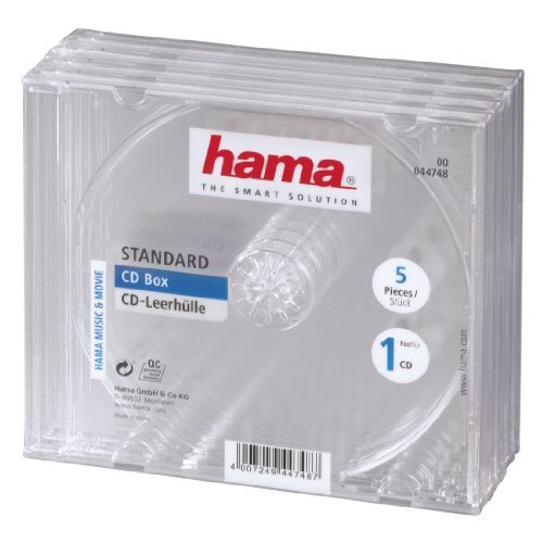 Hama 044748 - Caja para 1 CD, 5 Unidades, Color Transparente