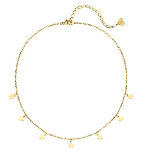 Happiness Boutique Damas Collar de Estrella en Color Oro | Collar Delicado con Colgantes de Estrella Pequeña