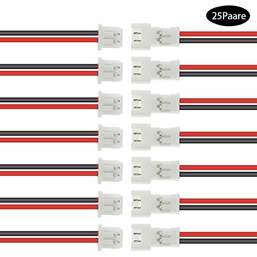 Her Kindness 25 Pcs JST 1.25mm 2 Pin JST-PH Connector Macho Hembra Alambre de Cable de Conector Her Kindness 25 Pcs JST 1.25mm 2 Pin JST-PH Connector Macho Hembra Alambre de Cable de Conector