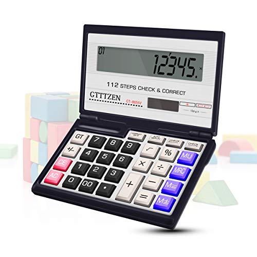 Iadong - Calculadora solar plegable con pantalla LCD grande de 12 dígitos, botones grandes, calculadora básica para la escuela, el hogar y la oficina, incluye pila