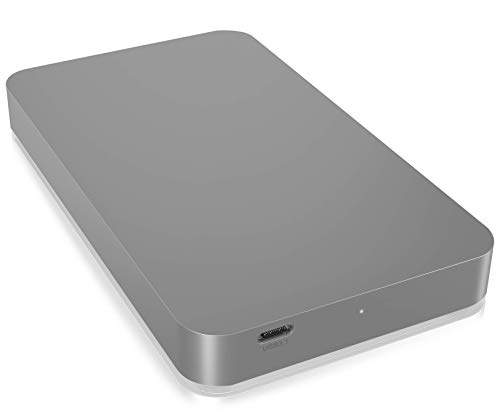 ICY BOX Caja Externa de 2,5 Pulgadas para Discos Duros y SSD, USB-C 3.1 (Gen 2, 10 Gbit/s), Completamente de Aluminio, Plata/Gris
