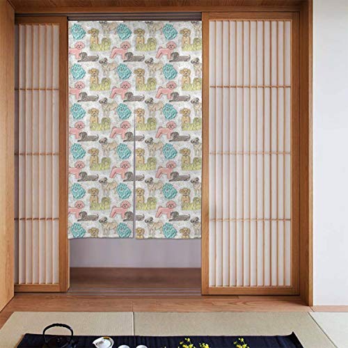 JISMUCI Cortinas,Patrón con Cachorros de Cachorro de Pura Raza Bichon Pug Spitz Dachshund Poodle Shih Tzu,Decoración del hogar para Cocina,Sala de Estar JISMUCI Cortinas,Patrón con Cachorros de Cachorro de Pura Raza Bichon Pug Spitz Dachshund Poodle Shih Tzu,Decoración del hogar para Cocina,Sala de Estar