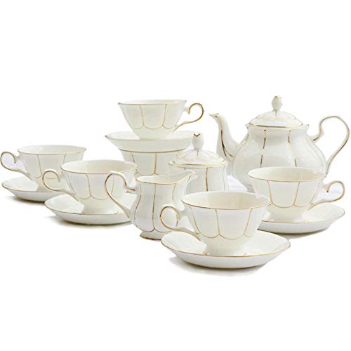 Juego de té de 6 piezas Juego de espresso Juego de taza y plato de café con leche de porcelana china con cafetera Azucarera 220 ml