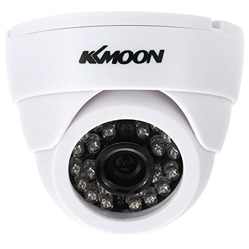 KKmoon HD 1200TVL Cámara de Vigilancia en Domo 1/3" CMOS IR-Cut CCTV Sistema de Seguridad Indoor Visión Nocturna PAL, Color Blanco/Negro