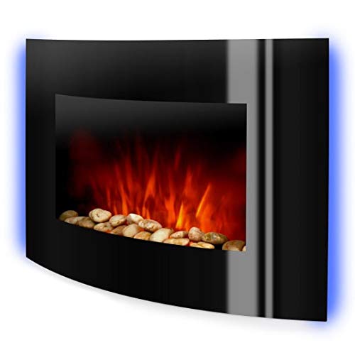 Klarstein Lausanne Black Edition - Chimenea eléctrica, 1000/ 2000W, Fuego virtual, Llamas simuladas, Iluminación LED, Función DIMM, Mando a distancia, Instalación en pared, Frontal vidriado, Negro Klarstein Lausanne Black Edition - Chimenea eléctrica, 1000/ 2000W, Fuego virtual, Llamas simuladas, Iluminación LED, Función DIMM, Mando a distancia, Instalación en pared, Frontal vidriado, Negro