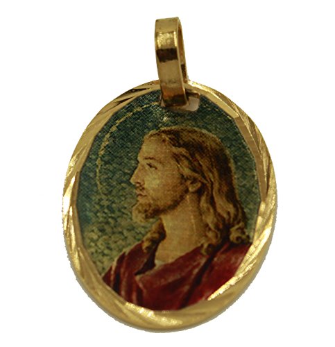 Medalla de oro de 14 quilates con cadena de 45,7 cm con diamantes de Florida Jesús Cristo Cara – Divino Maestro