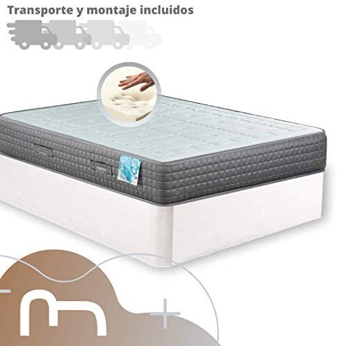 Mi Cama Me Llama Canapé de Madera Cheap + Colchón viscoelástico Reversible Premium - Montaje Incluido (150x190, Blanco)