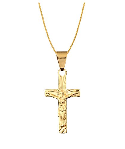 Mirabella   18_ct_(750)  Colgante y cadena chapados en oro con cruz tallada      