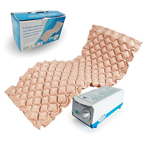 Mobiclinic, Mobi 1, Colchón antiescaras de aire alternante, con motor compresor, PVC médico ignífugo, 200 x 90 x 7, 130 celdas, color Beige Mobiclinic, Mobi 1, Colchón antiescaras de aire alternante, con motor compresor, PVC médico ignífugo, 200 x 90 x 7, 130 celdas, color Beige
