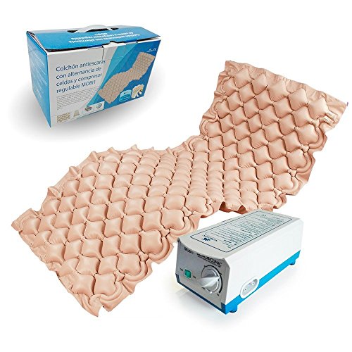 Mobiclinic, Mobi 1, Colchón antiescaras de aire alternante, con motor compresor, PVC médico ignífugo, 200 x 90 x 7, 130 celdas, color Beige