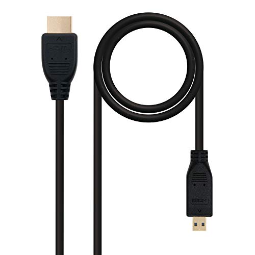 NanoCable 10.15.3501 - Cable Micro HDMI a HDMI V1.4 de alta velocidad/HEC, A/M-D/M, macho-macho, negro, 0.8mts