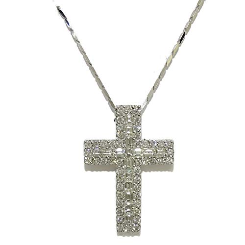 Never Say Never Cruz para Hombre de Diamantes de 1.60cts montada en Oro Blanco de 18k con Cadena de eslabones Cuadrados Maciza de 50cm de Oro Blanco de 18k Peso Total; 7.15gr de Oro de 18k Never Say Never Cruz para Hombre de Diamantes de 1.60cts montada en Oro Blanco de 18k con Cadena de eslabones Cuadrados Maciza de 50cm de Oro Blanco de 18k Peso Total; 7.15gr de Oro de 18k