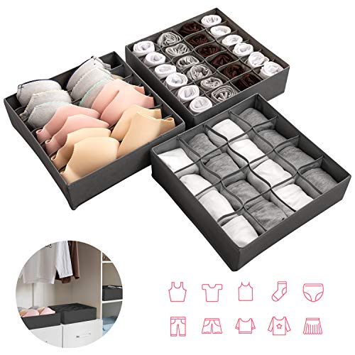 NEWSTYLE Organizador de Ropa Interior,3 Cajas Plegable Organizador de Almacenamiento para Almacenar Calcetines, Bufandas, Sujetador NEWSTYLE Organizador de Ropa Interior,3 Cajas Plegable Organizador de Almacenamiento para Almacenar Calcetines, Bufandas, Sujetador