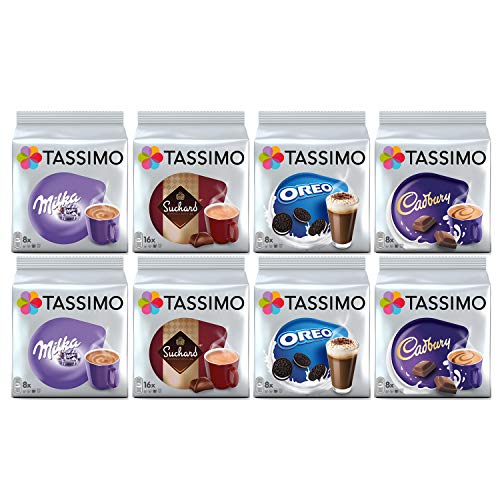 Paquete Tassimo Hot Choco - Vainas Cadbury, Oreo, Milka, Suchard - Paquete de 8 (80 porciones)