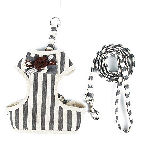 PET SPPTIES Arnés de Perro pequeño Arnés de Gato Chaleco Ajustable para Cachorros, pequeño, Gatos, Mascotas pequeñas PS025 (XS, Striped Grey)