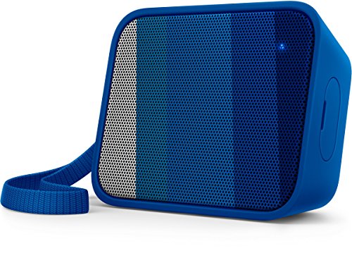 Philips BT110A/00 - Altavoz portátil inalámbrico (Bluetooth, a Prueba de Salpicaduras, Correa incluida, batería Recargable), Color Azul