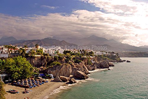 Photograph Un 18 "x12" fotográfico impresión DE NERJA playa Calahonda playa Andalucía costa del sol España paisaje foto color imagen Fine Art Print. Fotografía por Andy Evans fotos