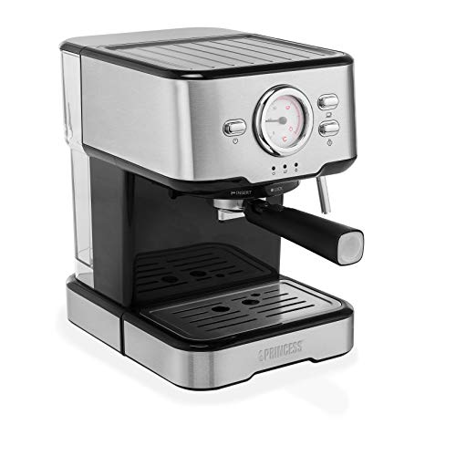 Princess 249412 Máquina de café Espresso italiano, cafetera compatible con cápsulas Nespresso, 20 bares de presión, depósito extraíble de 1.5 L, 1100 W, 1 cups, Plateado y negro Princess 249412 Máquina de café Espresso italiano, cafetera compatible con cápsulas Nespresso, 20 bares de presión, depósito extraíble de 1.5 L, 1100 W, 1 cups, Plateado y negro