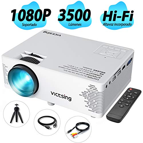 Proyector de Video con trípode, 3500LM Proyector de Sonido estéreo portátil Hi-FI, Compatible con tecla TV, Laptop, HDMI / VGA / SD / AV / USB Proyector de Video con trípode, 3500LM Proyector de Sonido estéreo portátil Hi-FI, Compatible con tecla TV, Laptop, HDMI / VGA / SD / AV / USB