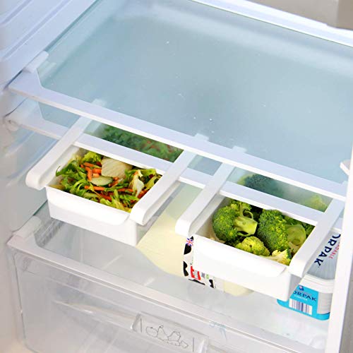 Pukkr Paquete de 4 cajones de caja de almacenamiento para refrigerador | Frigorífico Bandeja De Frutas Y Verduras | Compartimentos adicionales universales