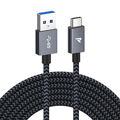 RAMPOW Cable USB Tipo C - Cable USB C a USB 3.0 Carga Rápida y Sincronización - Cable Tipo C Compatible con Samsung Galaxy, Xiaomi Mi A1/Mi A2, LG, HTC, Sony Xperia XZ y más - 3M, Gris Espacial