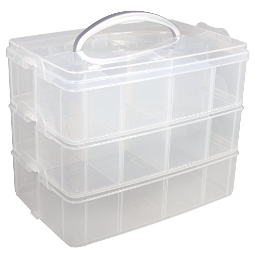 Rayher Caja clasificadora con asa, Surtido, 3 compartimentos, 23,1x15,6x18,5cm