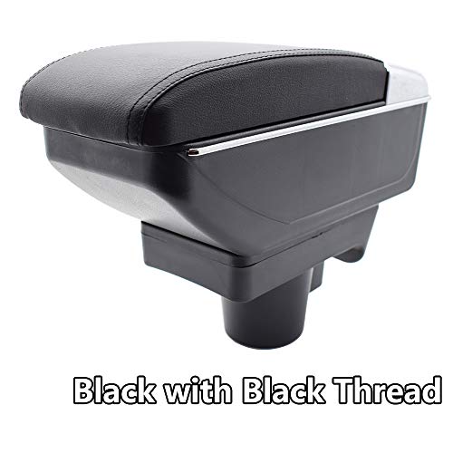 Reposabrazos de piel negra de doble capa para Astra 2004-2008,Consola Caja de almacenamiento reposabrazos