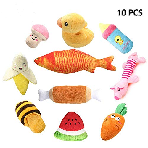 RoyalCare Chillón del Perro Juguetes un Paquete de 10, Frutas y Verduras para Perros pequeños y medianos RoyalCare Chillón del Perro Juguetes un Paquete de 10, Frutas y Verduras para Perros pequeños y medianos