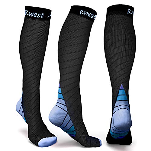 Rwest X Calcetines de compresión Medias de compresión para Hombres y Mujeres, Deporte, Trotar, Correr, Volar, Viajar, varicosas，Embarazo y médicos, Aumentar la circulación sanguínea, la regeneración