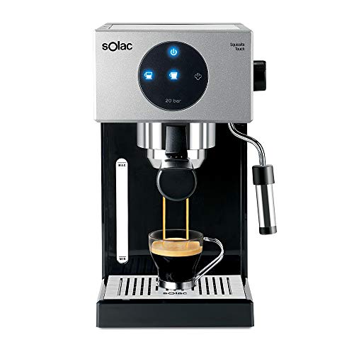Solac CE4552 Squissita Touch - Cafetera espresso, 1.5 l, 1000 W, portafiltros para 1 o 2 cafés, táctil, auto-parada, auto-off, double cream, vaporizador