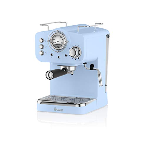 Swan SK22110BLN, Retro Pump Espresso Coffee Machine, 15 Bars of Pressure, Blue