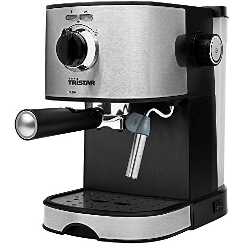 Tristar CM-2275 Cafetera Espresso, 850 W, 1.2 litros, Acero Inoxidable, Negro