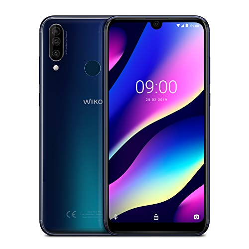 WIKO View3 – Smartphone de 6,26” HD+ IPS (Triple Cámara, 4000mAh para 2 días de autonomía, 4GB de RAM, 64GB de ROM, Octa-Core 2.0 GHz, Android 9, Dual SIM) – Color Night Blue (Azul nocturno)