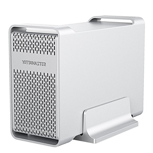 Yottamaster [Raid & 20TB] Aluminio 2 Bahías Raid 3.5" Caja Disco Duro Externo Carcasa USB3.0 para Disco Duro para 2X 3.5 SATA I/II/III HDD, Soporte UASP