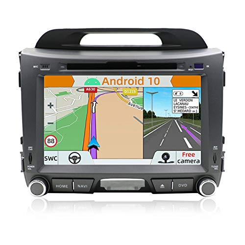 YUNTX Android 10 Car Radio de navegación GPS para Kia Sportage (2010-2015) | 2 DIN | Cámara Trasera Gratis| 8 Pulgada| 2GB/32GB| DVD| Dab+ Soporte| USB| WLAN| Bluetooth| MirrorLink| mandos de Volante