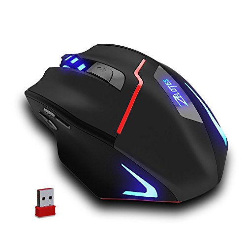 Zelotes Ratón inalámbrico Recargable para Juegos, Ratones ópticos de Alta precisión de la computadora,600-1000-1600-2000-2400-3200 Ajustable dpi for Gamer,PC,Mac,Laptop,Macbook,Negro Zelotes Ratón inalámbrico Recargable para Juegos, Ratones ópticos de Alta precisión de la computadora,600-1000-1600-2000-2400-3200 Ajustable dpi for Gamer,PC,Mac,Laptop,Macbook,Negro