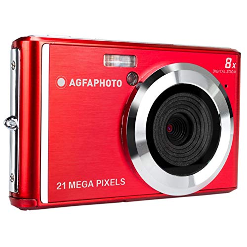 AGFA Photo - Cámara Digital compacta con 21 megapíxeles Sensor CMOS, Zoom Digital 8X y Pantalla LCD Color Rojo