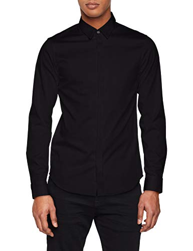 Armani Exchange Smart Stretch Satin Camisa, Negro (Black 1200), 38 (Talla del Fabricante: X-Small) para Hombre