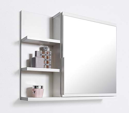 Armario con espejo para baño Domtech, con estantes, espejo de baño, color blanco, L